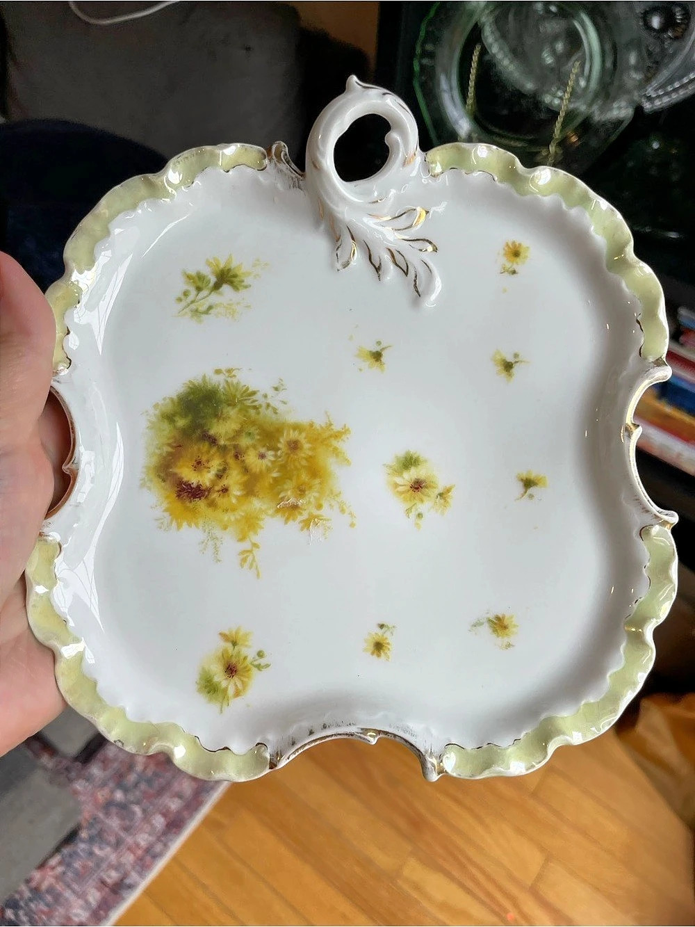 Vintage Mansfield Floral Handled Serving Tray White & Yellow